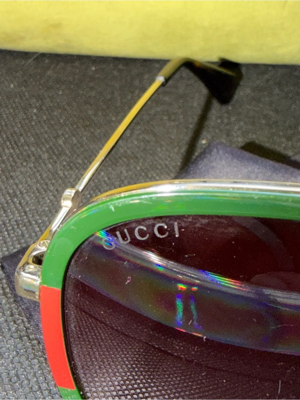 Gucci Green and Red Aviator Sunglasses for Women
